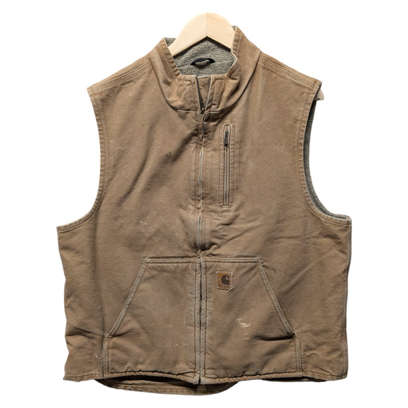 90s / Y2K Brown Sherpa Lined Carhartt Vest - Picture 1 of 6